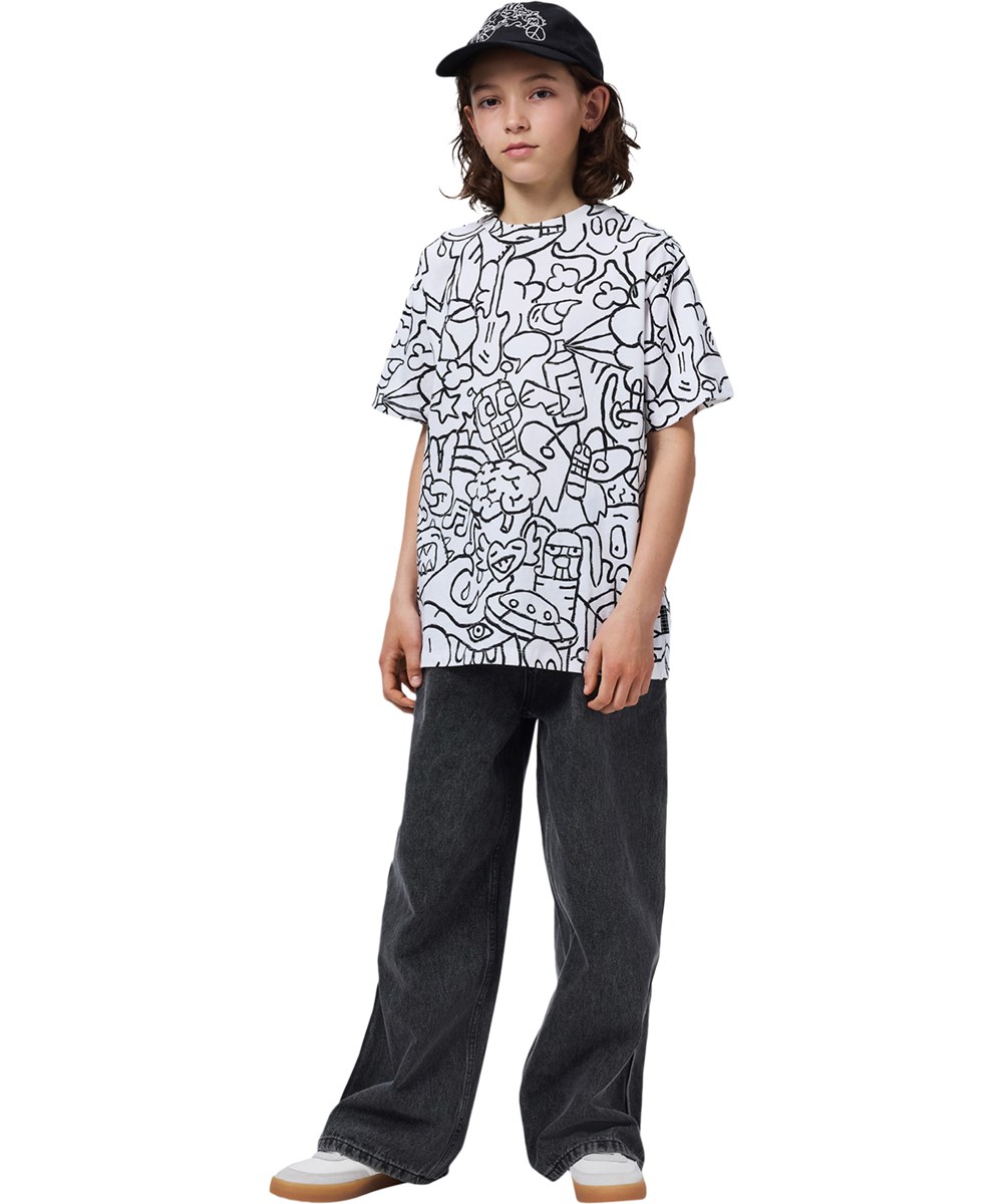 Rodney - Net Doodle - Wit kinder T-shirt gemaakt van biologisch katoen