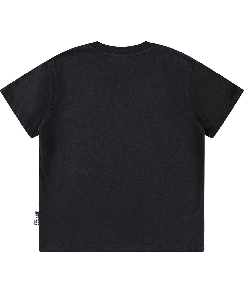 Rodney - Alien - Zwarte oversized kinder t-shirt gemaakt van zacht biologisch katoen met een ribboord rond de hals. 