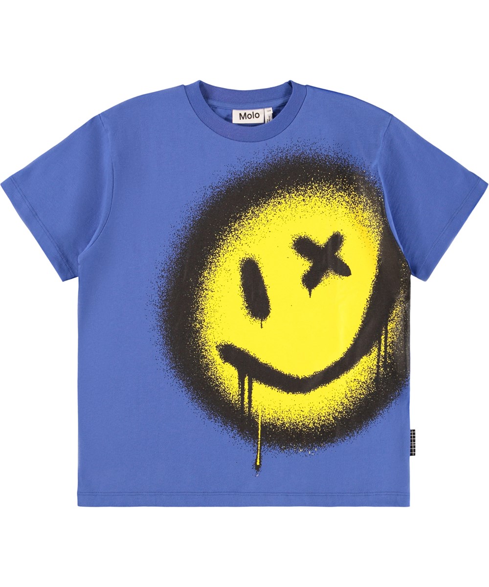 Rodney - Dazzling Blue - Blauw oversized kinder t-shirt gemaakt van zacht biologisch katoen met een ribboord rond de hals.