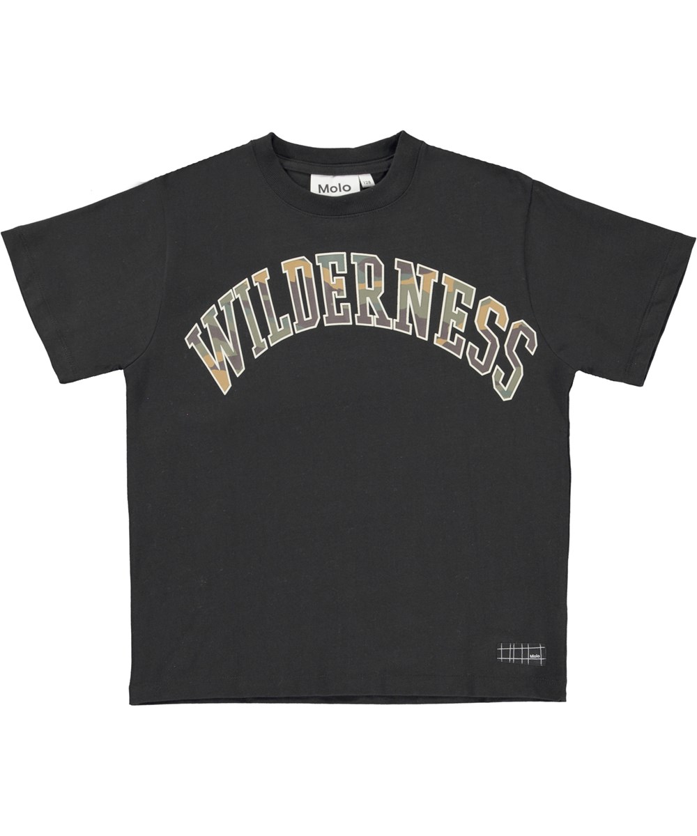 Rodney - Wilderness - Zwarte biologische t-shirt met de tekst Wilderness