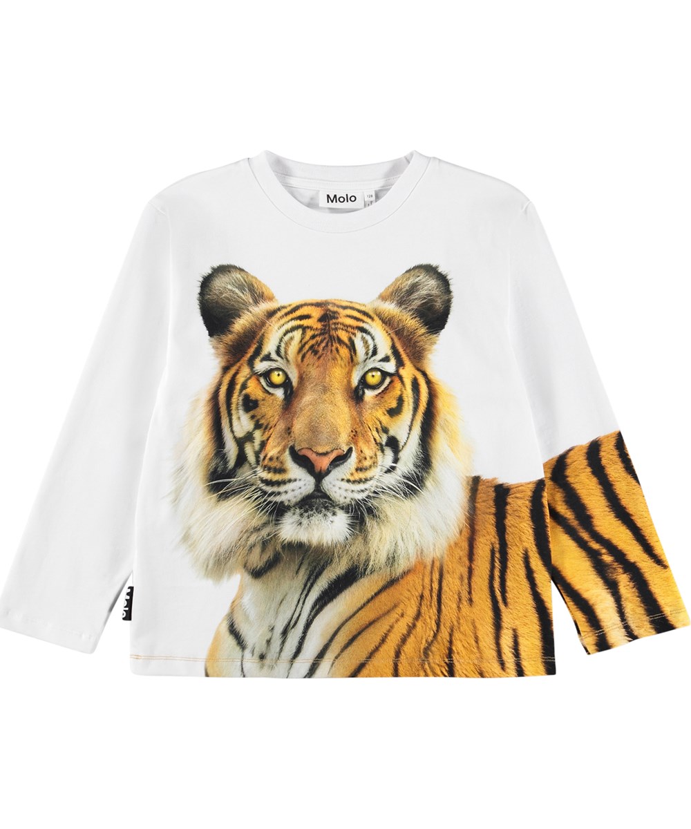 Rollo - Tiger Portrait - Witte kindersweatshirt gemaakt van biologisch katoen