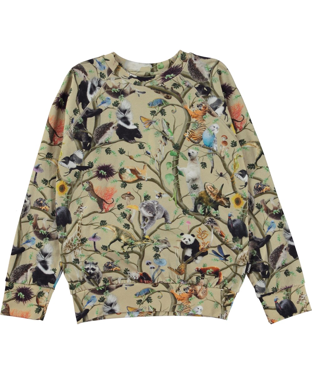 Romeo - Living Together - Beige biologische longsleeve met dierenrprint