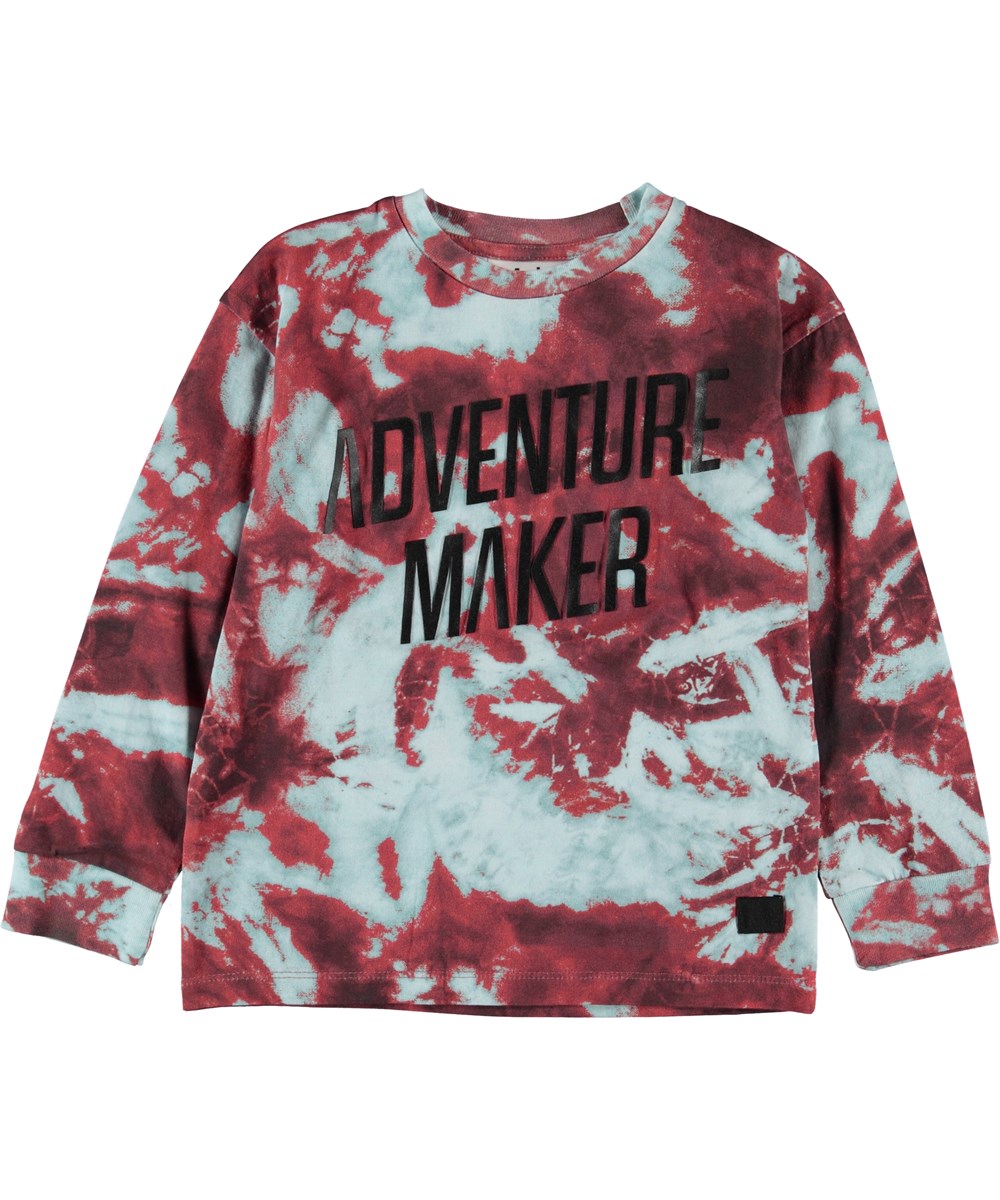 Rong - Tie Dye - Blauwe en rode tie dye shirt.