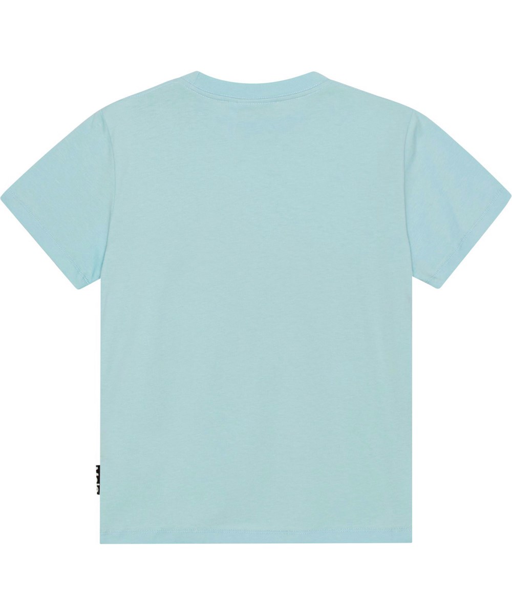 Roxo - Beach Dino - Lichtblauwe biologische t-shirt met dinosaurusprint