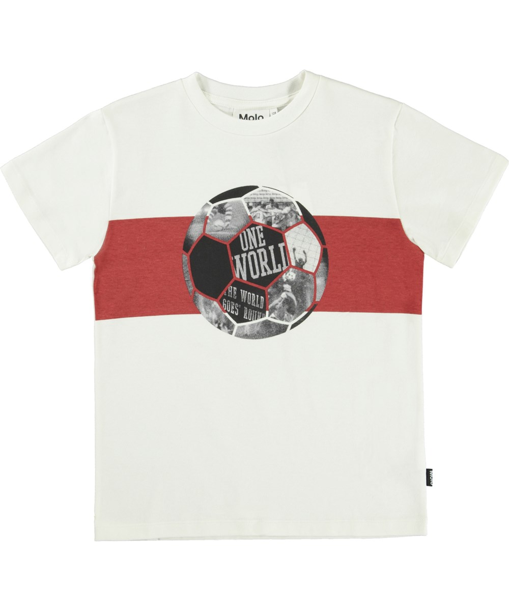 Roxo - BW Football - Witte biologische t-shirt met voetbalprint