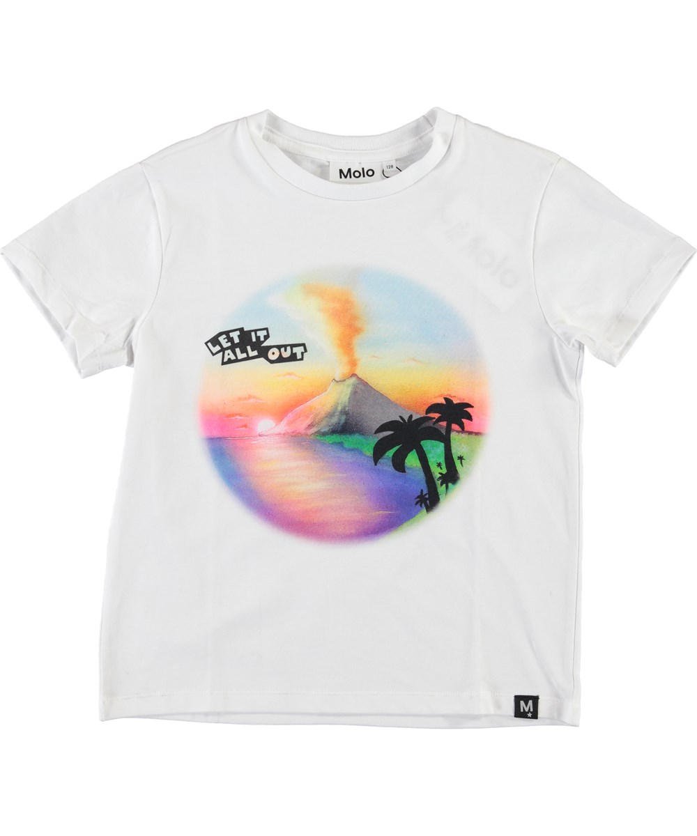 Roxo - Airbrush Volcano - Witte t-shirt met vulkaanprint