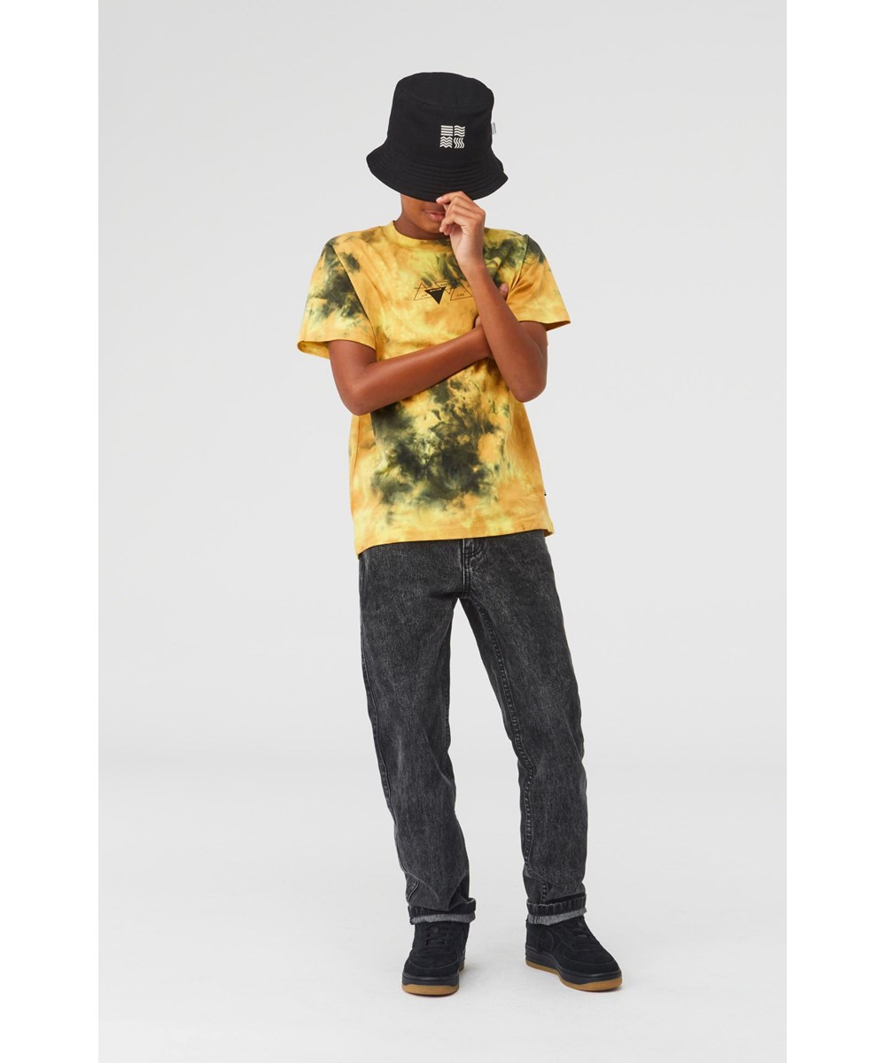 Roxo - Tie Dye - Gele en grijze biologische tie-dye t-shirt 