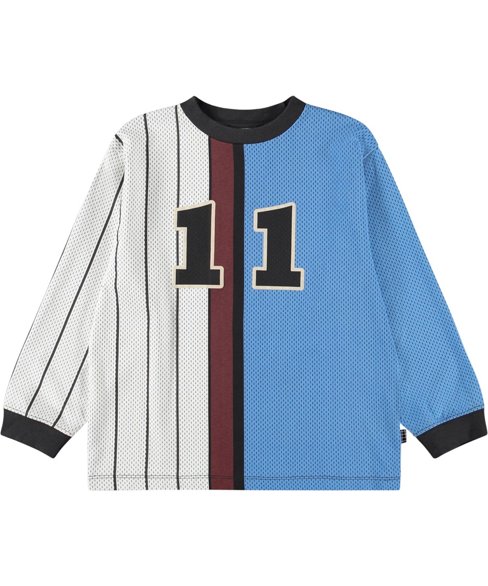 Rube - Basket Mash-Up - Blauw-witte kinder longlseeve gemaakt van biologisch katoen