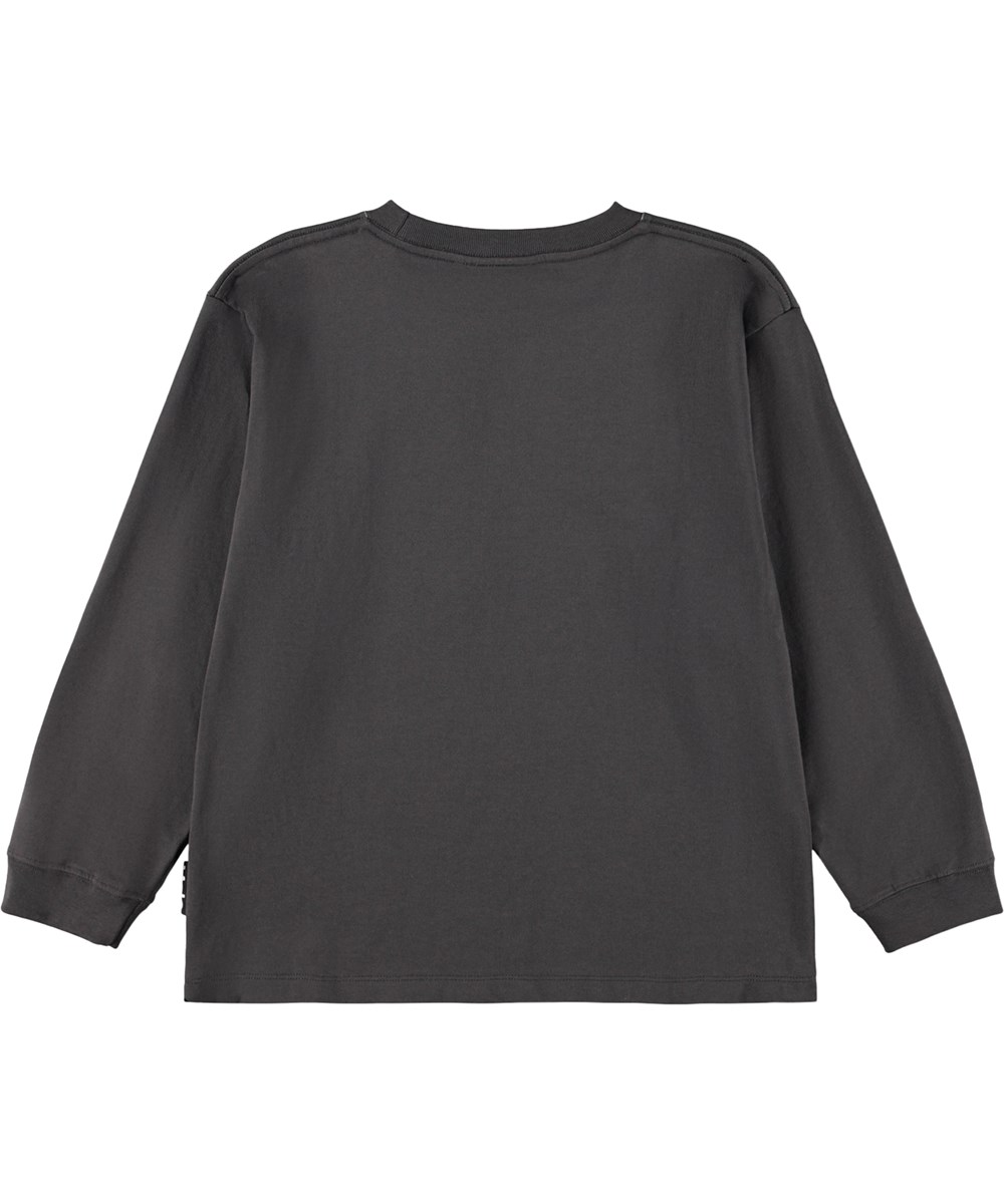 Rube - Beach Race Dark - Grijze kinder longsleeve en een print van raceauto's gemaakt van biologisch katoen