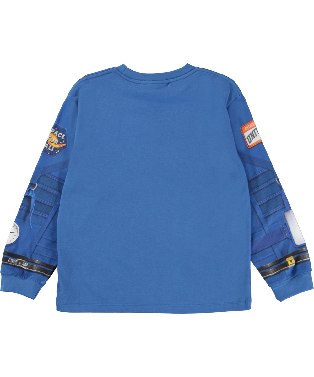 Rube - Blue Astro - Blauwe biologische sweater met ruimte print