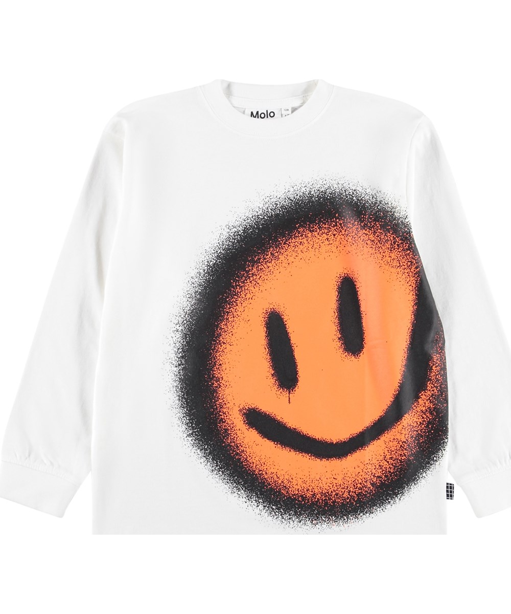 Rube - Bouncy Smile - Witte kinder longsleeve gemaakt van biologisch katoen
