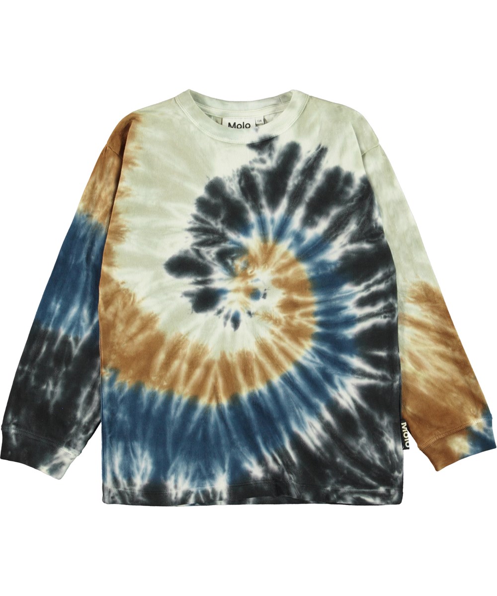 Rube - Dark Blue Swirl - Biologische tie dye spiraal sweater