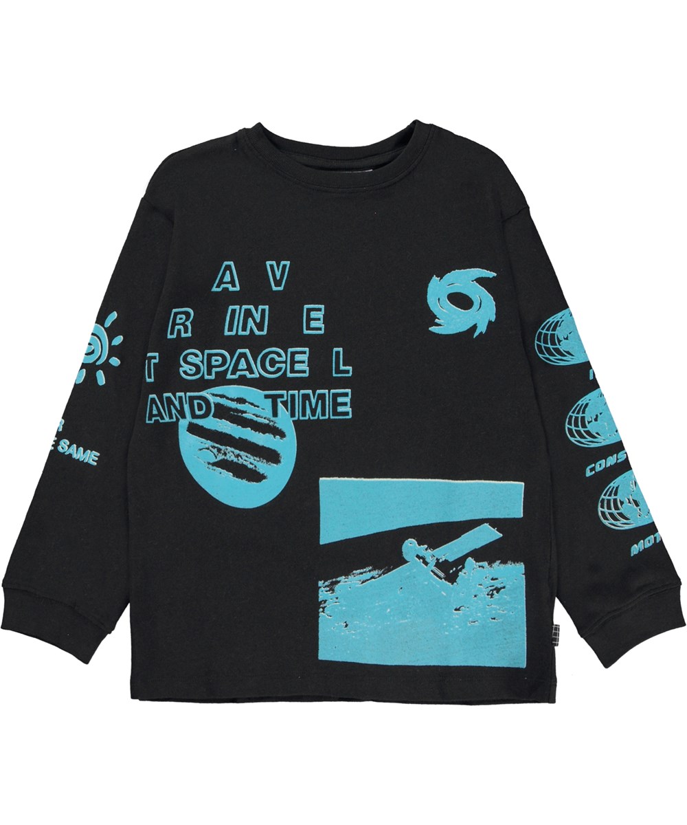 Rube - Graphic Horizon - Zwarte longsleeve met grafische print