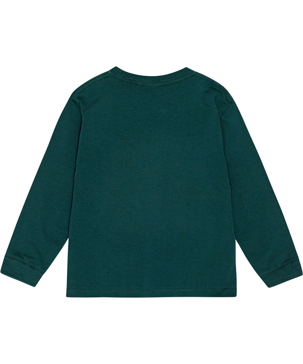 Rube - Space Helmet - Groene longsleeve met van biologisch katoen met een astronautenprint.