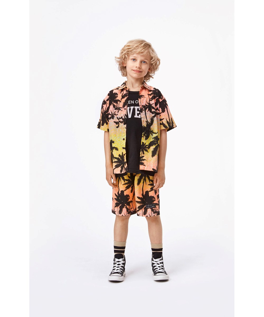 Rass - Sunset Palms - Kurzarm-Hemd mit Palmen-Druck