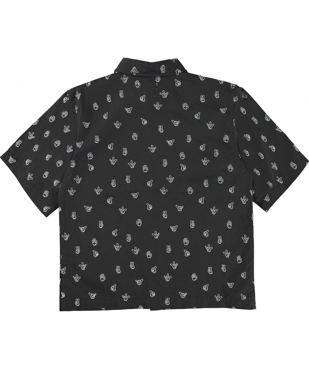 Richie - Friendly Hands - Schwarzes Kurzarm-Hemd mit Handaufdruck