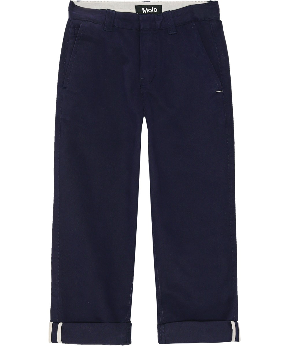 Ace - Dark Night - Dunkelblaue Baumwoll-Chinos mit verstellbarem Bund.