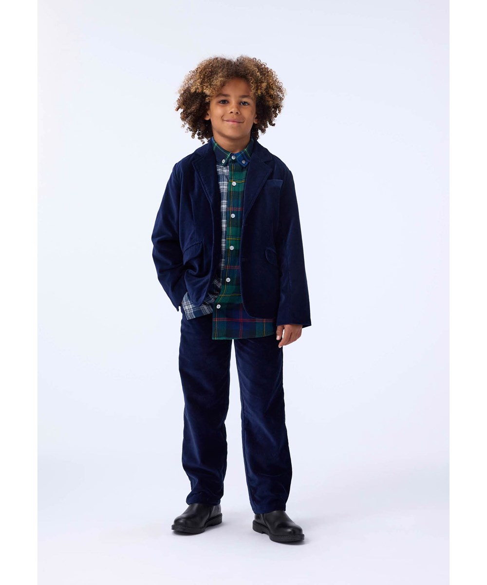 Adagio - Galaxy Blue - Dunkelblaue Samthose für Kinder aus Baumwolle.