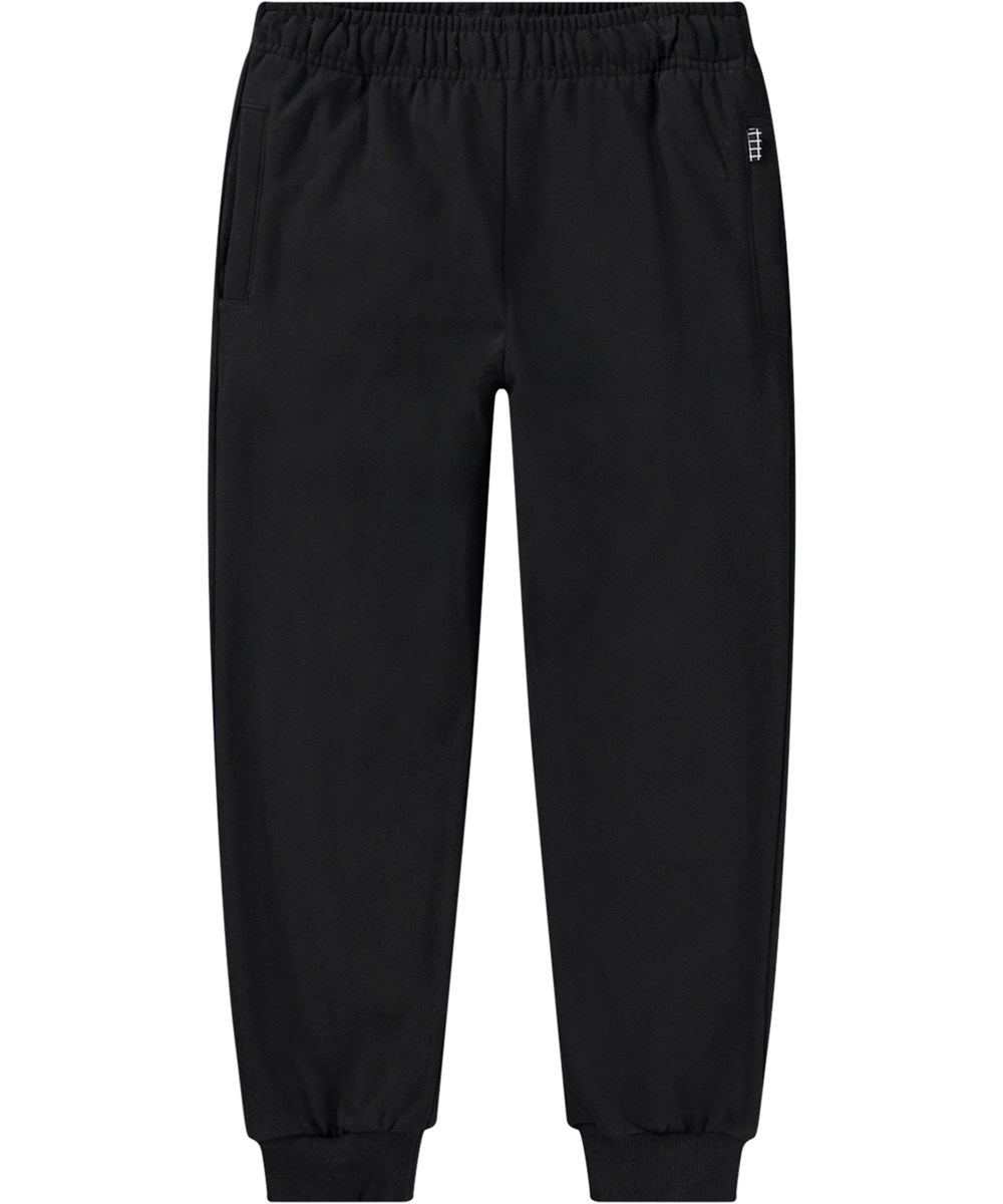 Adani - Black - Schwarze Jogginghose aus Öko-Baumwolle mit elastischem Bund.