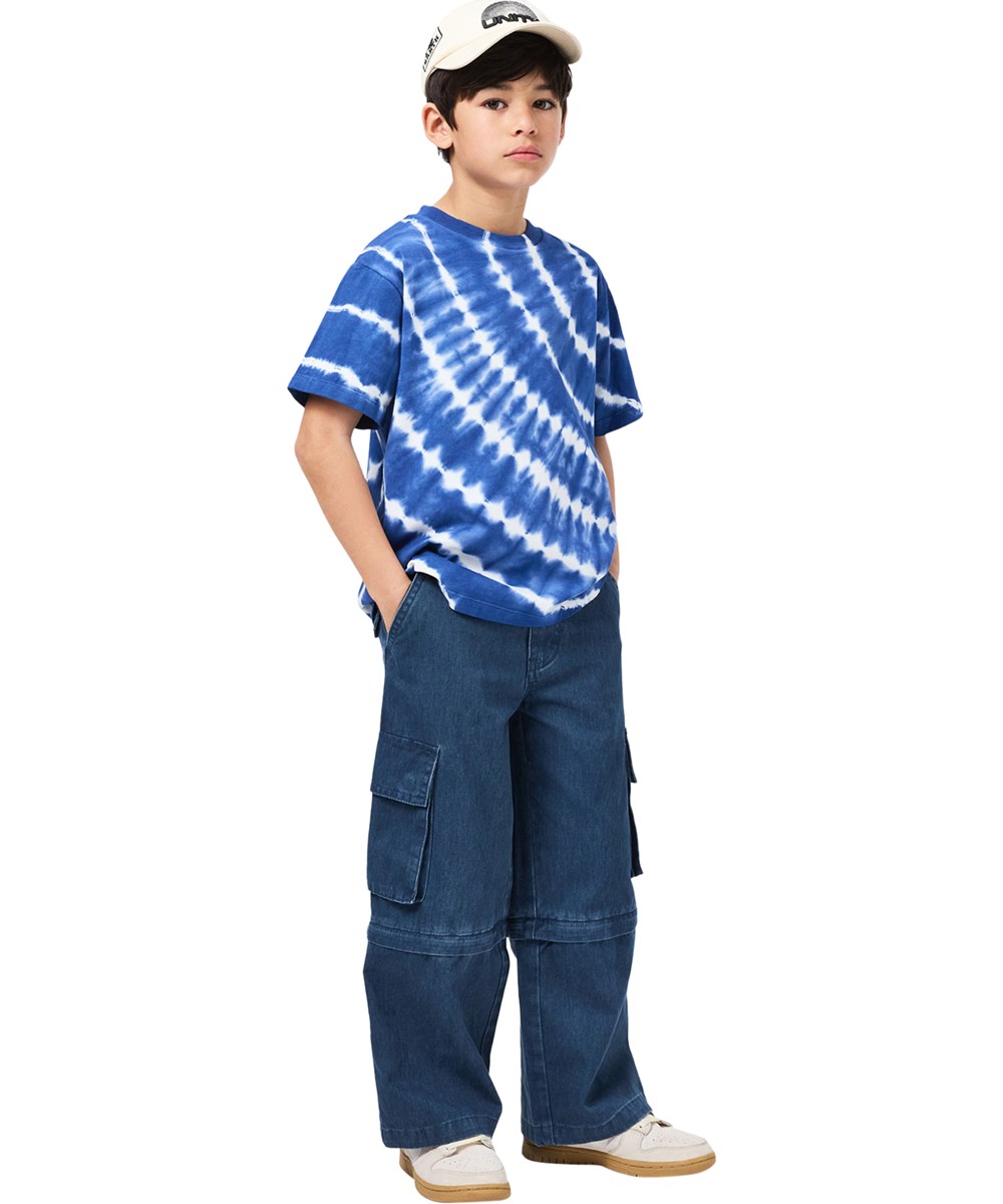 Adventuron - Oceanic Wash - Abnehmbare blaue Cargohose für Kinder aus Baumwoll-Denim