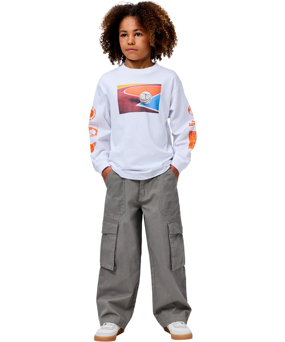 Alter - Light Grey Wash - Graue Baumwollhosen für Kinder mit großen Cargotaschen