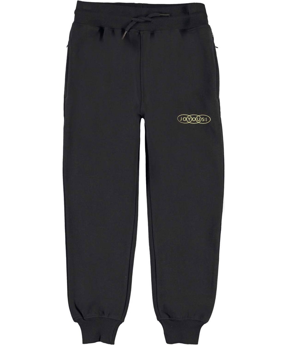 Alvar - Black - Schwarze Jogginghose mit fröhlichem Print.