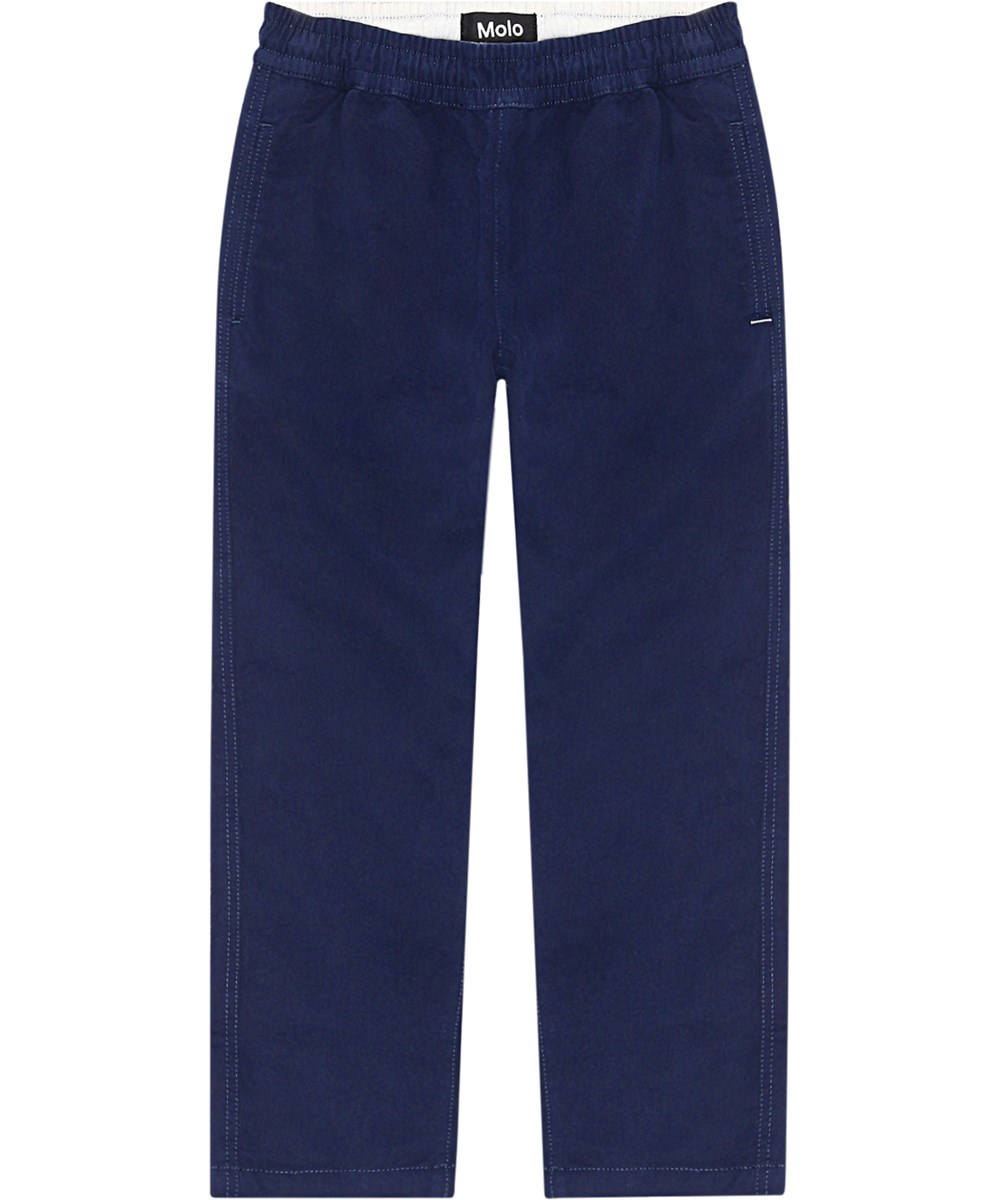 Amor - Oceanic - Dunkelblaue Baumwollhose mit elastischem Bund und Taschen.