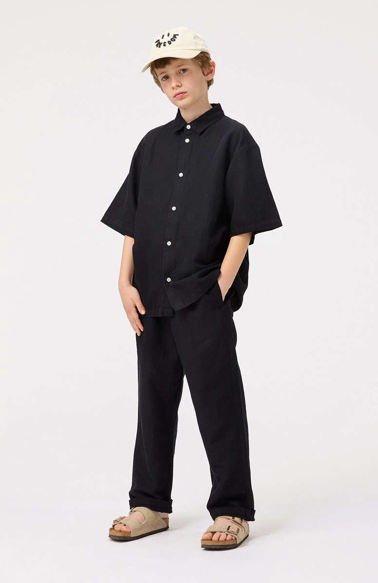 Amor - Black - Schwarze Leinenhose für Kinder.