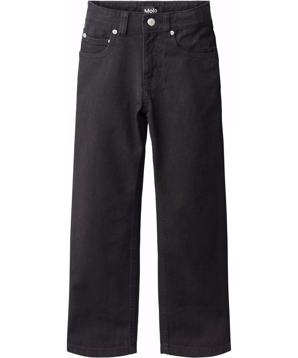 Andy - Black - Schwarze gerade geschnittene Jeans aus Öko-Baumwolle mit seitlichen und hinteren Taschen.