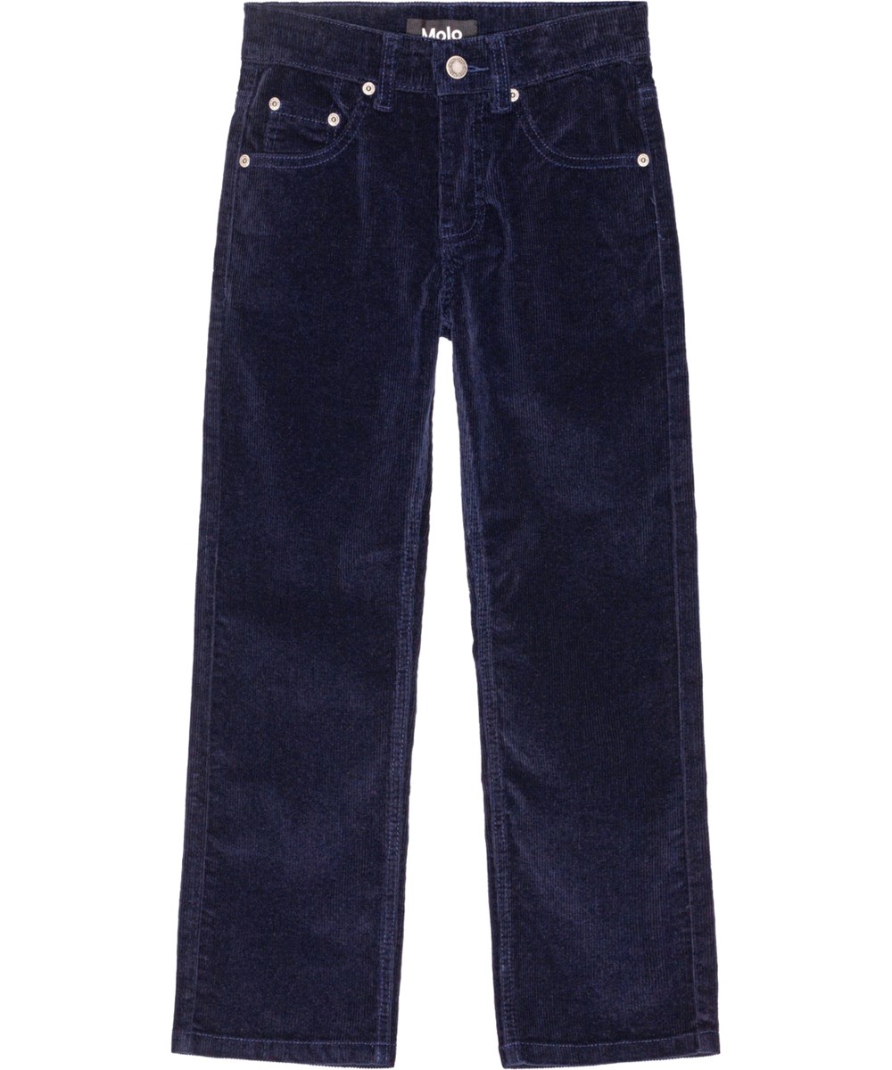 Andy - Oceanic - Dunkelblaue Rippsamt-Hose mit Stretch und regulärer Passform.