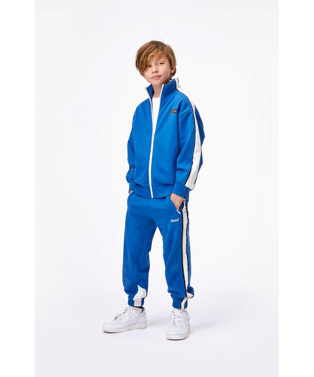 Anoua - Cobalt - Öko blaue und weiße Sweatpants