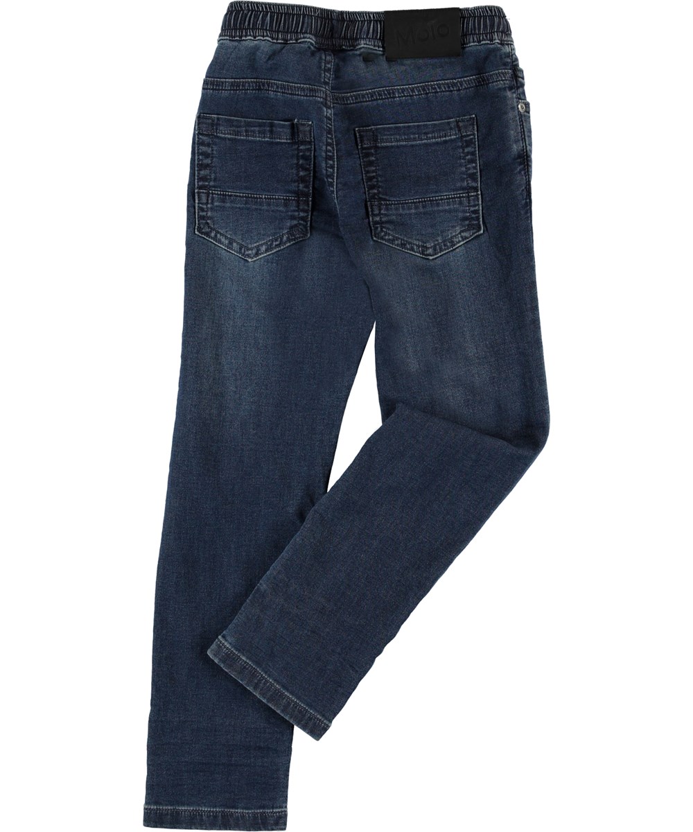 Augustino - Charcoal Blue - Blaue Denim Jeans mit Kordenzug