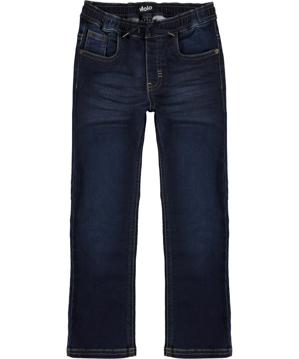 Augustino - Dark Indigo - Dunkelblaue lose Jeans mit Bindeband