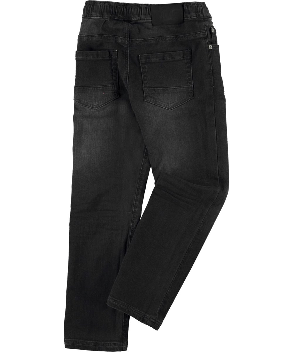 Augustino - Washed Black - Schwarze lose Jeans mit Bindeband