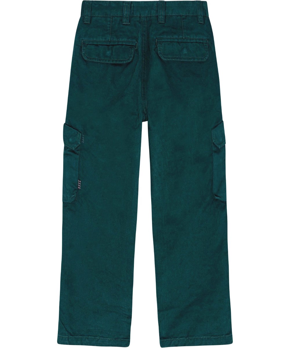 Austin - Ponderosa Pine - Grüne Baumwoll-Cargohose mit verstellbarem Bund und mehreren Taschen.