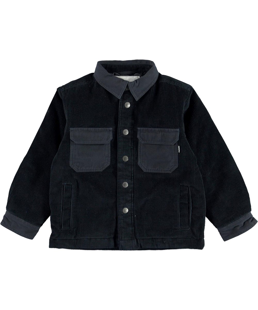 Henley - Dark Navy - Dunkelblaue overshirt Jacke aus Samt.