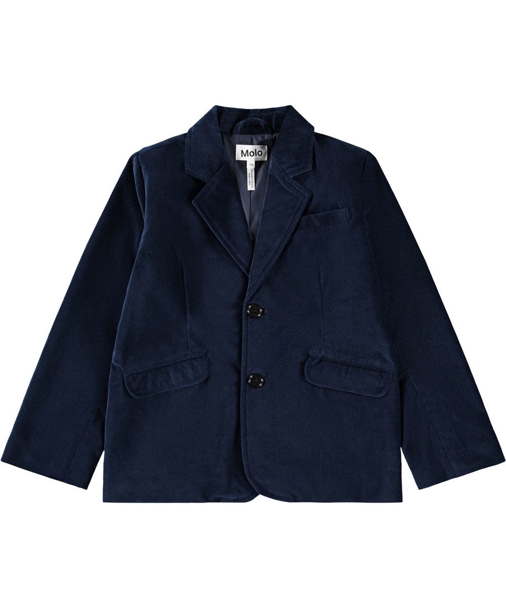 Hieronymus - Galaxy Blue - Dunkelblaue Veloursjacke für Kinder aus weicher Baumwolle.