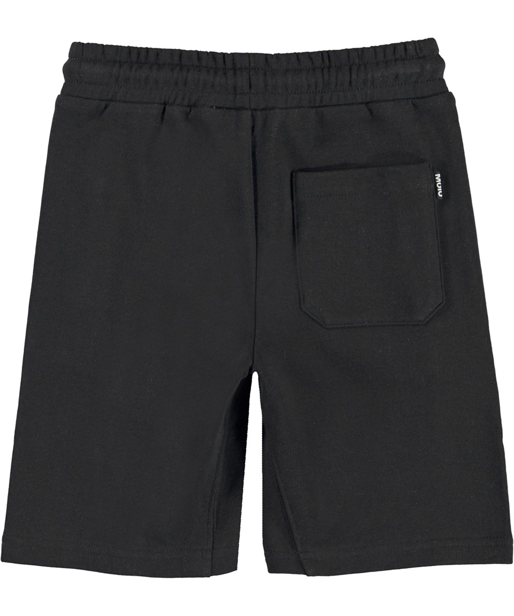Aliases - Black - Schwarze Shorts aus Öko-Baumwolle mit weißem Bindeband in der Taille.