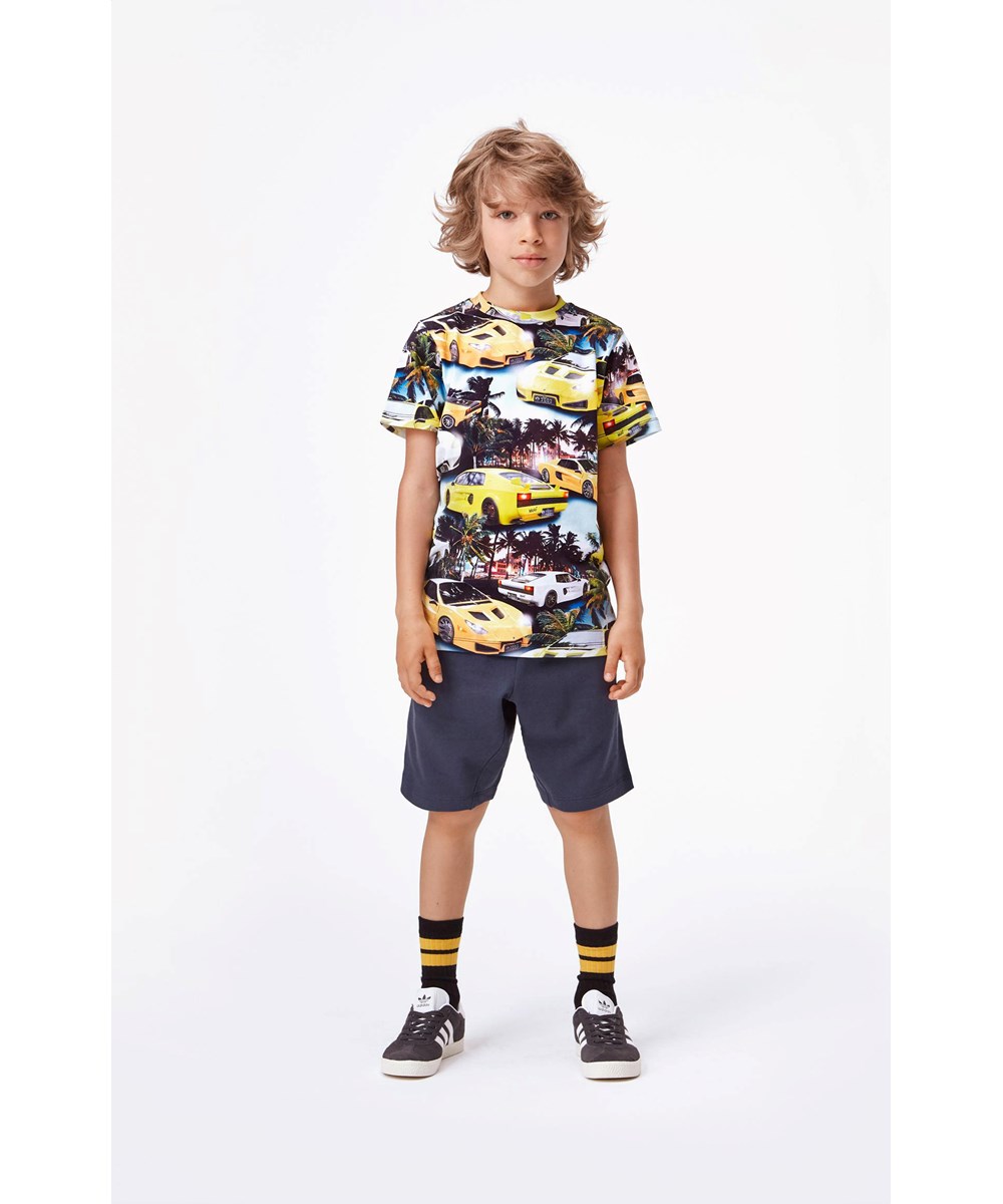 Aliases - Summer Night - Blaue Öko Sweatshorts