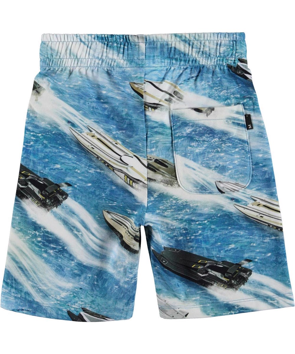 Alim - Electric Speed - Öko-Shorts mit Gummizug und Bindeband in der Taille, im Aufdruck "Electric Speed".