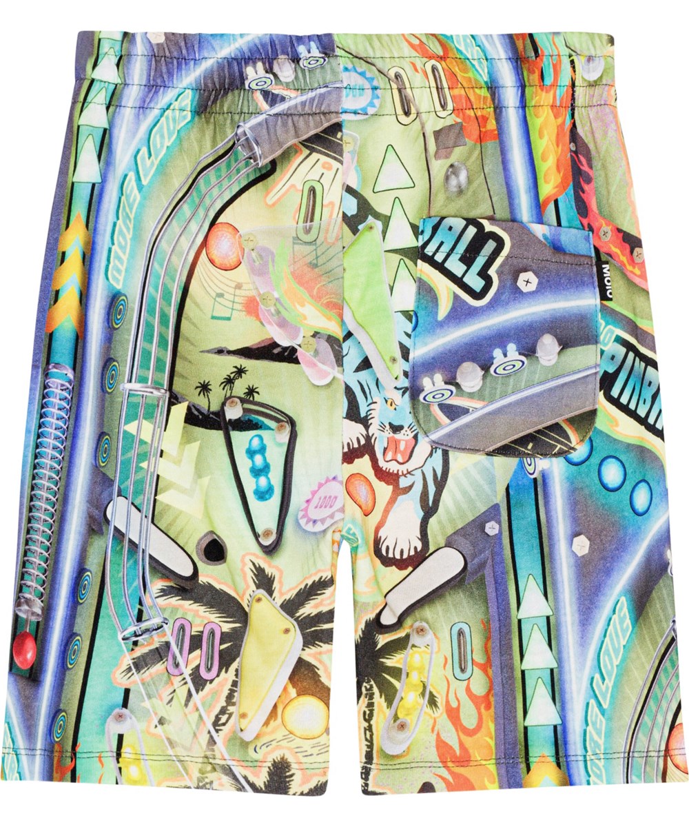 Alim - Pinball - Mehrfarbige Öko-Shorts mit Allover-Flipper-Print