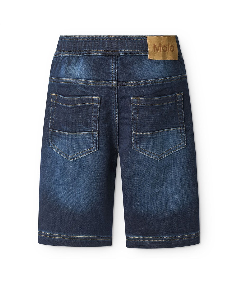 Ali - Dark Indigo - Elastische dunkelblaue Jeansshorts