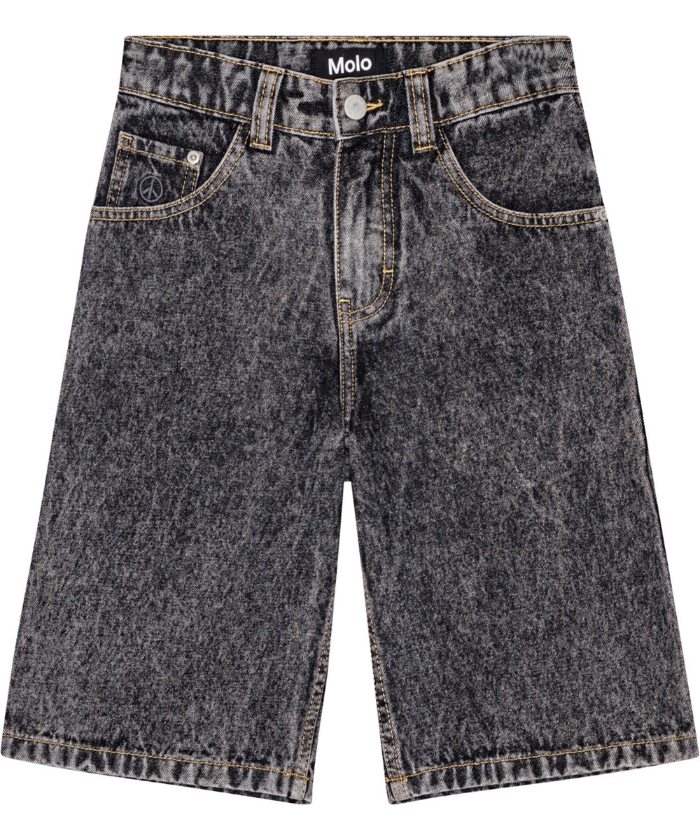 Alpha - Black Stone - Graue Jeansshorts aus Öko-Baumwolle mit lockerer Passform und Taschen.