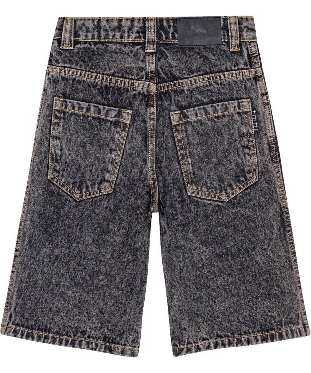 Alpha - Black Stone - Graue Jeansshorts aus Öko-Baumwolle mit lockerer Passform und Taschen.