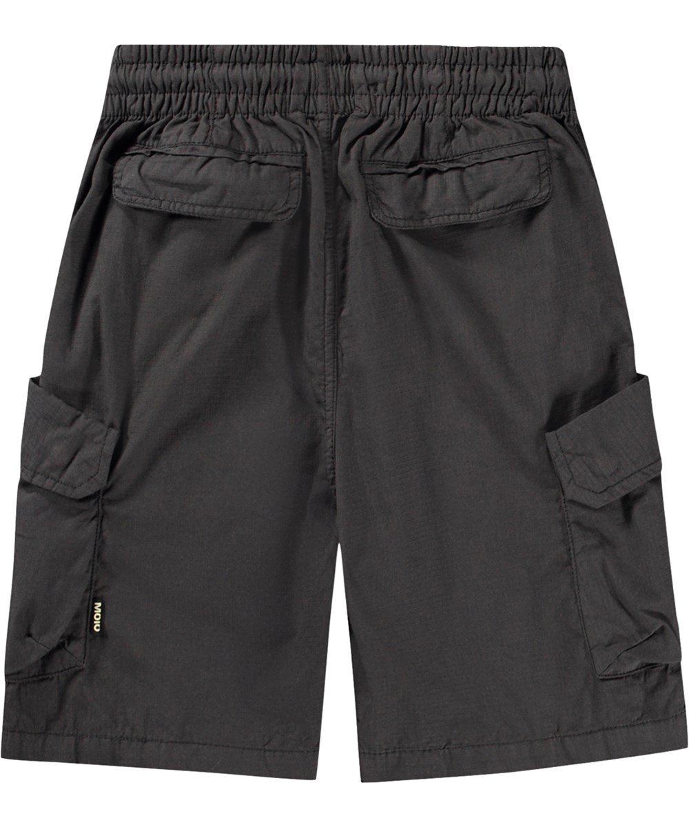 Argod - Raven - Graue Cargo-Shorts für Kinder aus strapazierfähiger Öko-Baumwolle mit elastischem und verstellbarem Kordelzug