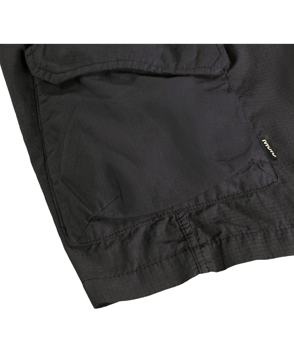 Argod - Raven - Graue Cargo-Shorts für Kinder aus strapazierfähiger Öko-Baumwolle mit elastischem und verstellbarem Kordelzug