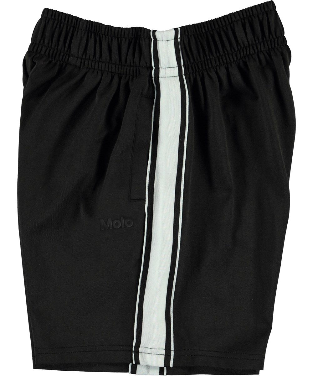 Arinos - Black - Schwarze sporty Shorts mit weißem Streifen