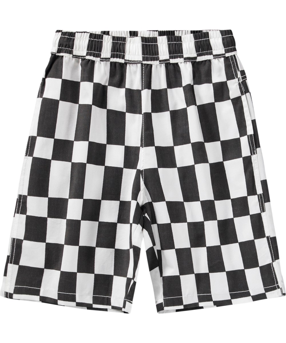 Arrow - Angled Checks - Karierte Shorts für Kinder aus Öko-Baumwolle mit Kordelzug