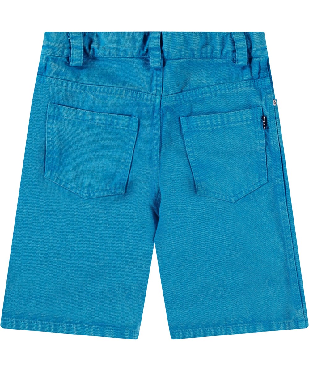 Art - Peacock Blue - Blaue knielange Jeansshorts aus Öko-Baumwolle für Kinder.