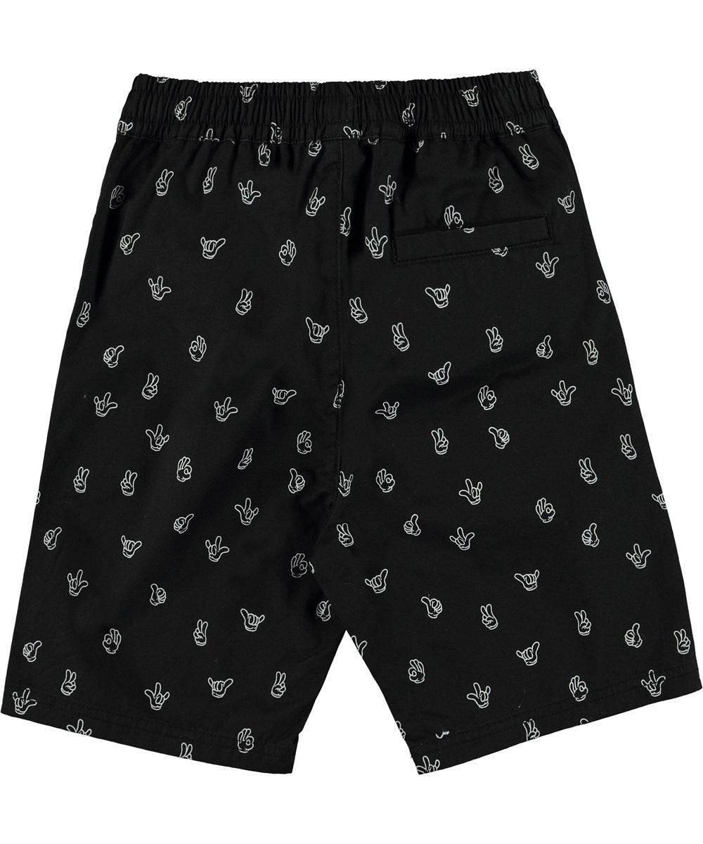 Avart - Friendly Hands - Schwarze Shorts mit Handabdruck
